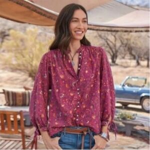 Sundance Dorthea Bloom Top Floral Boho Button Down Womens - Medium